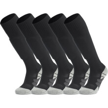 Chaussettes de football montantes rembourrées unisexe, lot de 5 paires, noires, taille S