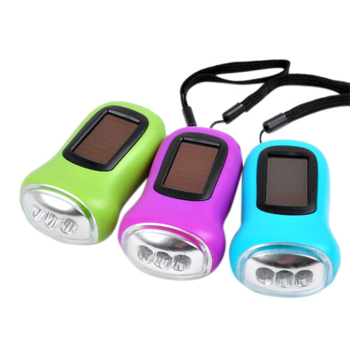 3LED Mini Flashlight with Hand Crank & Solar Rechargeable 2
