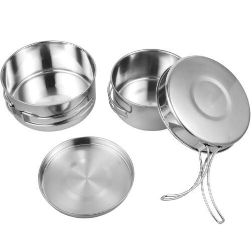 Stainless Steel Camping Cookware Set – Pot & Pan 2