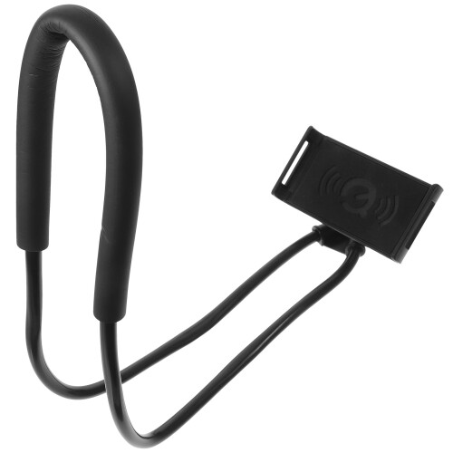 Black Neck-Mounted Phone Holder with 360 Rotation