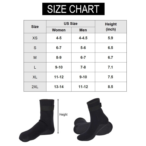 Waterproof Neoprene Diving Socks 3mm Black Size S 2