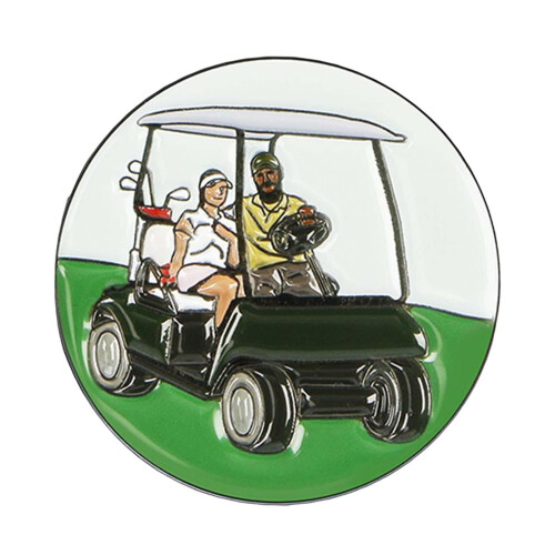 Golfbalmarker van zinklegering, 25 mm rond, geëmailleerd.