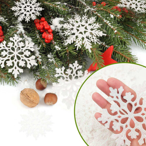 36-Pack White Plastic Hanging Snowflake Ornaments 2