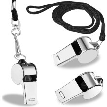 Sifflets de sport en acier inoxydable, lot de 3 avec cordon