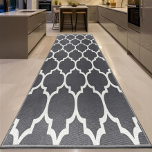 (80x300cm (Long Runner), Ava Grey) Anti Slip Geometric Short Pile Rug with Rubber Backing - Non Slip Modern Area Carpet