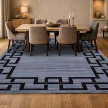 (200x290cm (Extra Large Rug), Nico Grey) Anti Slip Geometric Short Pile Rug with Rubber Backing - Non Slip Modern Area Carpet
