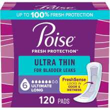 Poise Ultra Thin Incontinence Pads & Postpartum Pads for Bladder Leaks, 120 Count (3 Packs of 40), Packaging May Vary (Long Length)