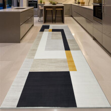 (80x300cm (Long Runner), Milo Cream) Anti Slip Geometric Short Pile Rug with Rubber Backing - Non Slip Modern Area Carpet