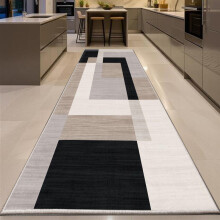 (80x300cm (Long Runner), Milo Neutral) Anti Slip Geometric Short Pile Rug with Rubber Backing - Non Slip Modern Area Carpet