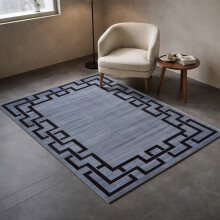 (120x170cm (Medium Area Rug), Nico Grey) Anti Slip Geometric Short Pile Rug with Rubber Backing - Non Slip Modern Area Carpet