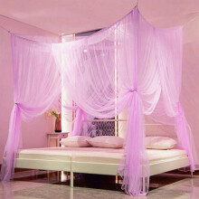 Mosquitera de poliéster morada para camas individuales, 95x83 pulgadas.