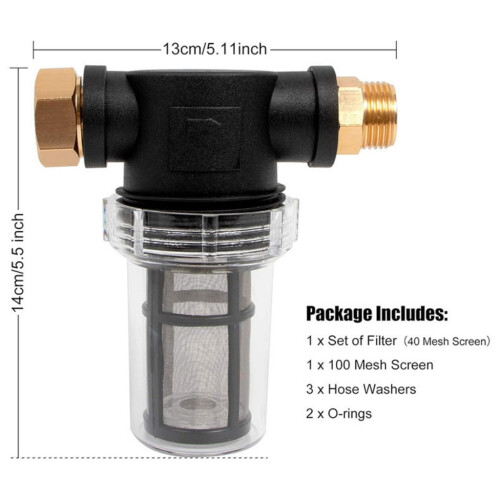 Inline Pressure Washer Water Filter 3/4" with 40/100 Mesh 1
