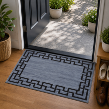 (60x110cm (Bedside Rug), Nico Grey) Anti Slip Geometric Short Pile Rug with Rubber Backing - Non Slip Modern Area Carpet