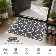 (60x110cm (Bedside Rug), Ava Grey) Anti Slip Geometric Short Pile Rug with Rubber Backing - Non Slip Modern Area Carpet