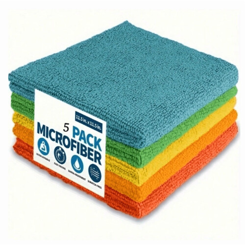 5 Pack Microfiber Cleaning Cloths 11.5 x 11.5 in 1