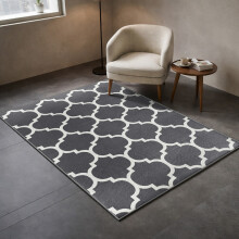 (120x170cm (Medium Area Rug), Ava Grey) Anti Slip Geometric Short Pile Rug with Rubber Backing - Non Slip Modern Area Carpet