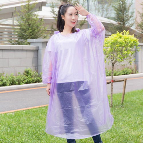 Imperméable jetable violet d'urgence (1 pièce) à capuche ajustable