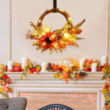 Fall Garland with Sunflowers & Pumpkins, 45 cm