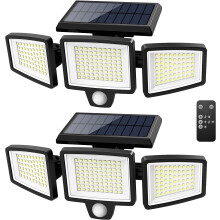Napelemes kültéri biztonsági lámpa 210 LED-es, 2500LM-es, 3 fejes