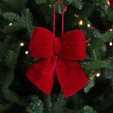 Red Velvet Christmas Bow Ornament 14x12.5cm