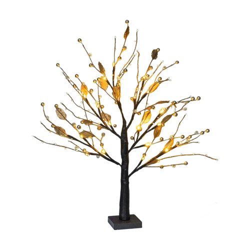 18" LED Lighted Golden Tree with Red Cardinals