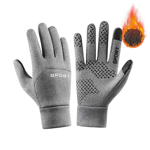 USB Heated Gloves Gray L Rechargeable Touchscreen Windproof