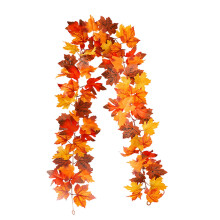 Artificial Maple Leaf Garland with White Silk Flowers 175 cm
