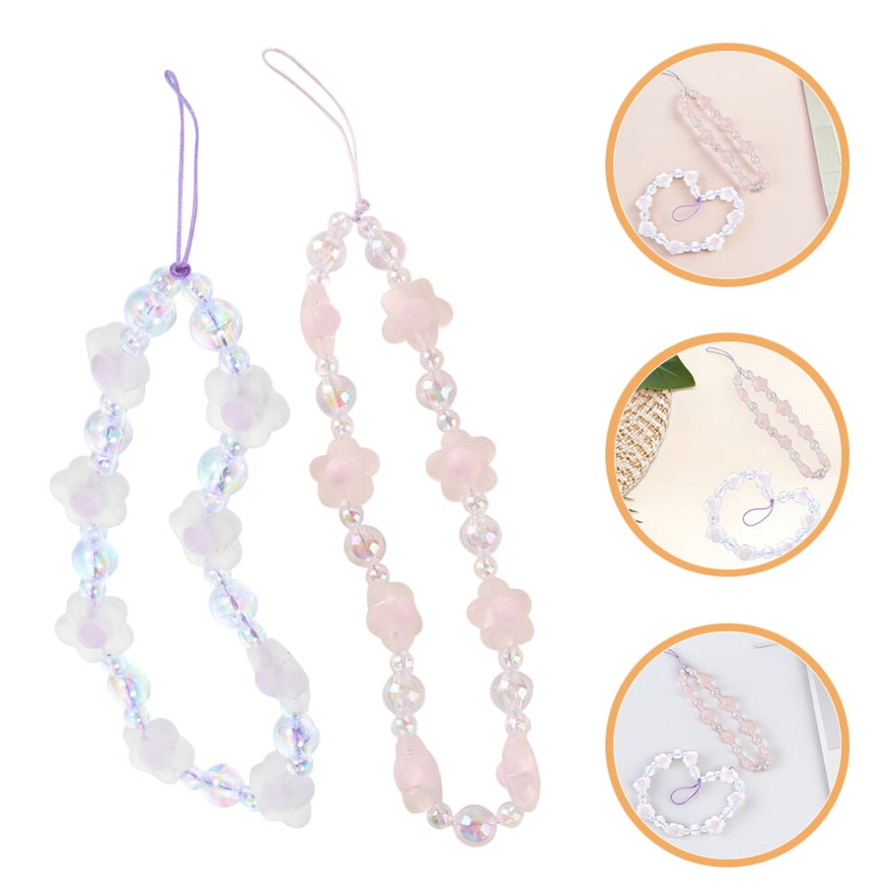 Beaded Phone Lanyard With Flower Charm Â 2 Pack 9104899977120