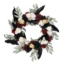 Halloween Garland with Skulls & Roses40x40cm Silk Cloth