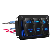 3-Gang Aluminum Rocker Switch Panel, 12V/24V, Waterproof,