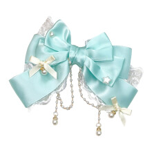 Luxurious Hair Clip With Lace Patterns And Faux Pearls-Green