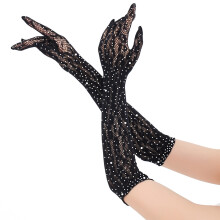 Elegant Rhinestones Decors Lace Gloves Arm Decors For Women