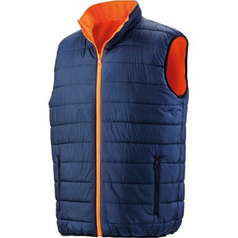 (M, Fluorescent Orange/Navy) Result Safeguard Mens Reversible Soft Padded Safety Gilet