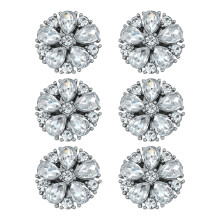 6Pcs Rhinestones Button Clips Decorative Cufflinks-Flower 21MM