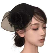 Luxurious Tulle Flower Hair Clip Fascinator Hat for Women-Black