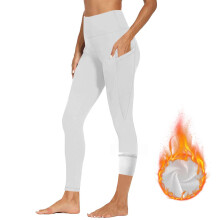 Women Sports Yoga Leggings Plush High Waist Stretch-White XXL