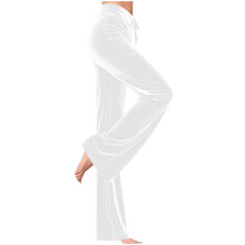 Womens Wide Leg Velure Pants Solid Color Elastic Waist-White XL
