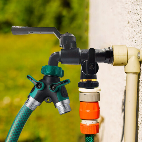 Water Hose Splitter Y Adapter with Shut-Off Valve 2
