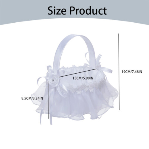 Wedding Flower Basket with Lace Bow and Handle 2