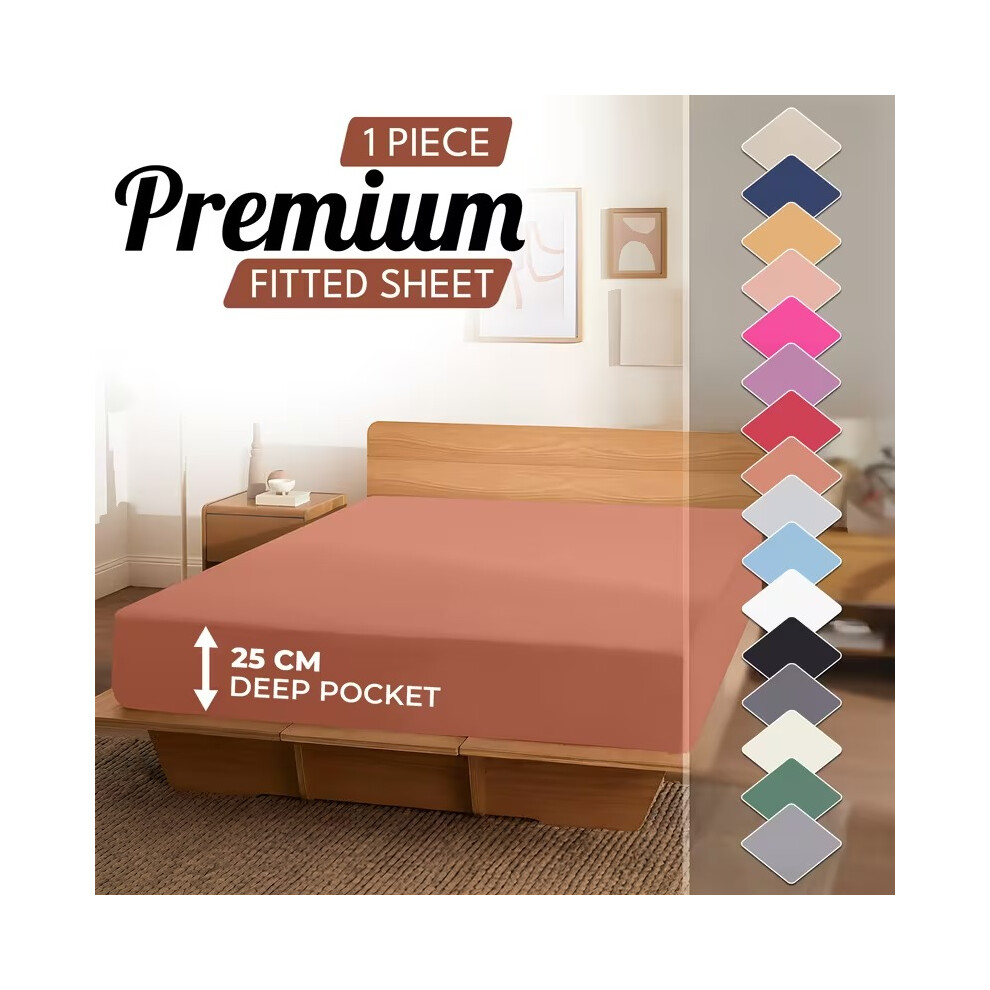 Yorkshire Bedding (Double: (137 X 190 Cm), Rust) Hotel Quality Bed Sheets Single Double King Size Fitted Sheet Orange