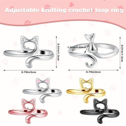 6pcs Adjustable Metal Crochet Rings for Finger 1