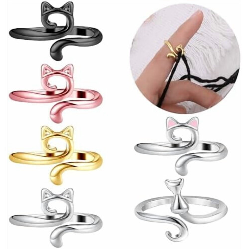 6pcs Adjustable Metal Crochet Rings for Finger 2