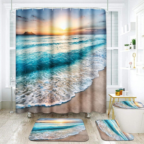 ArtSocket 4-Piece Yellow Abstract Shower Curtain Set