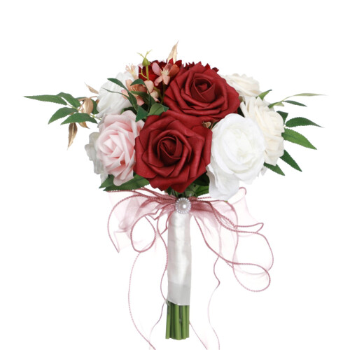 Artificial Rose Wedding Bouquet Set for Bride and