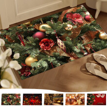 Tapis de porte de Noël antidérapant en caoutchouc, motif flocons de neige