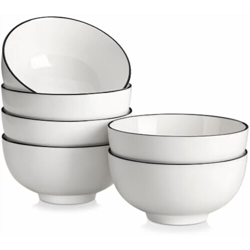 Ceramic Cereal Bowls Set of 4, 26 oz, White