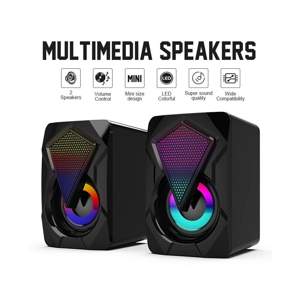 Surround Sound System Led Pc Speakers Gaming Bass Usb Wired Desktop Computer 595651757903