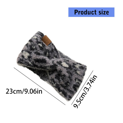 Leopard Print Knitted Hairband Elastic Comfortable Soft Warm-1 1