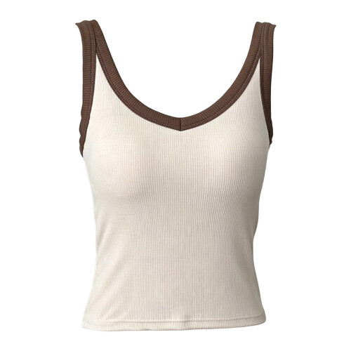 Soft Racerback Tank With Removable Padding Comfortable-apricot