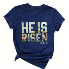 Breathable Short Sleeve Round Neck T-Shirt For-Navy Blue S
